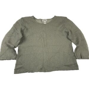 L.L. Bean Mohair Blend‎ Sweater Women's Size Medium Vintage Open Knit Soft Green